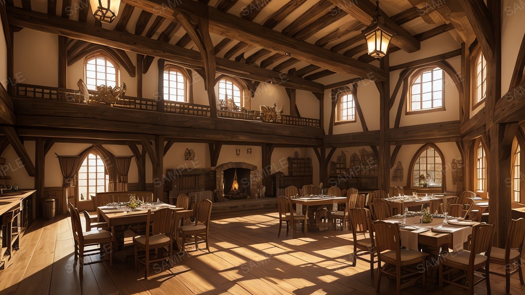 中世ファンタジー｜城下町のレストラン開店前｜10枚セット