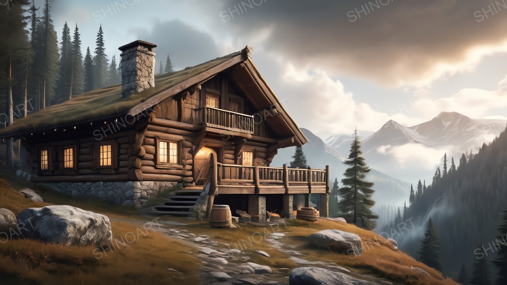 中世ファンタジー｜山岳狩猟小屋｜10枚セット