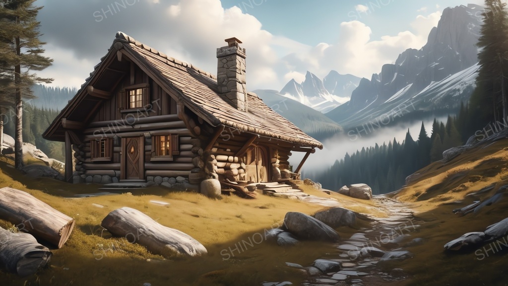 中世ファンタジー|山岳狩猟小屋|10枚セット