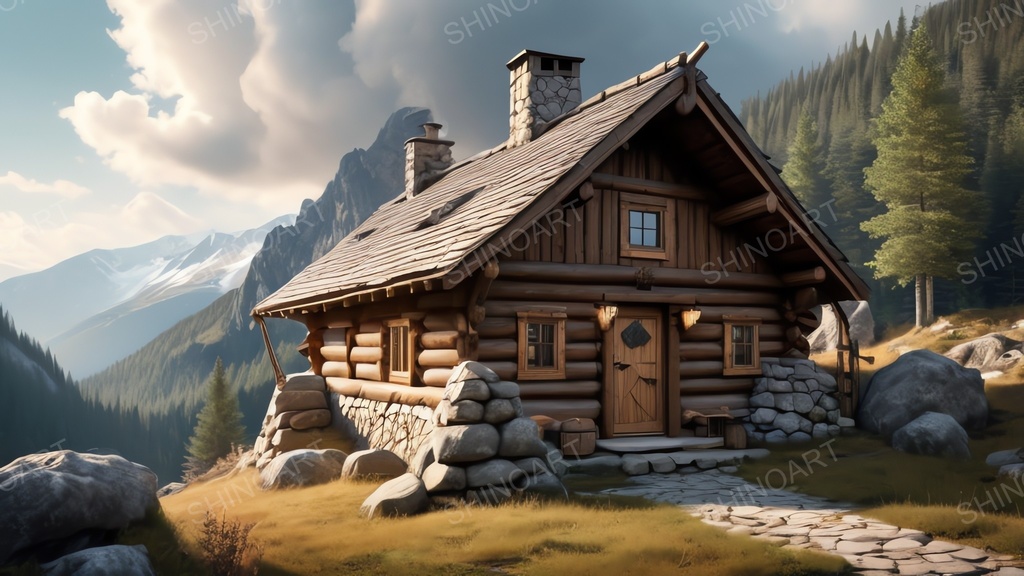 中世ファンタジー|山岳狩猟小屋|10枚セット