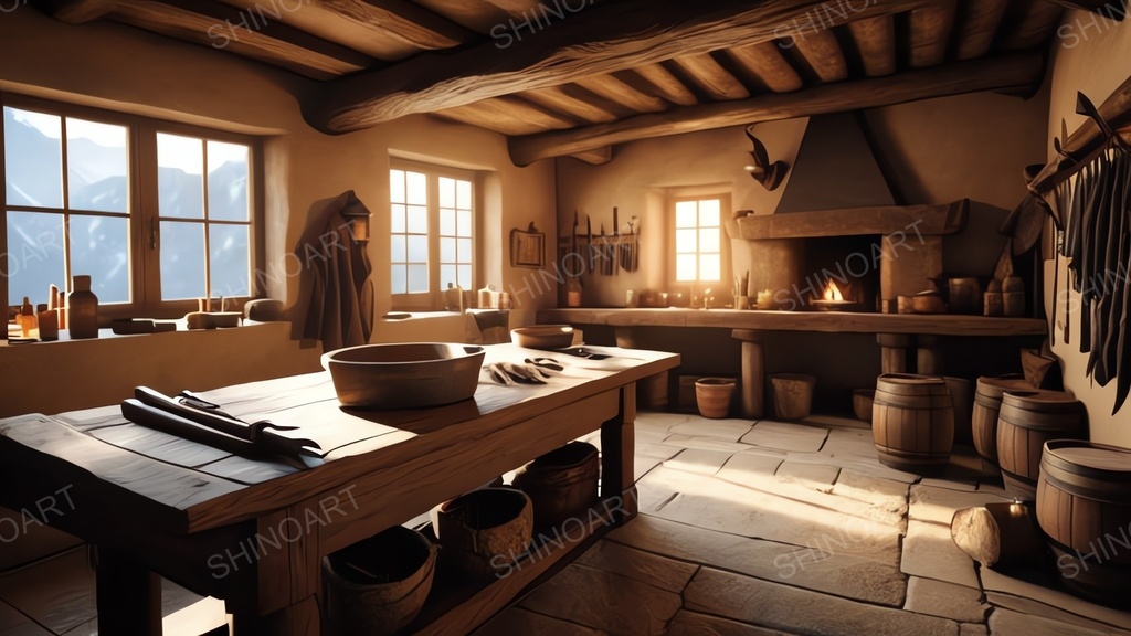 中世ファンタジー|皮なめし加工室|10枚セット