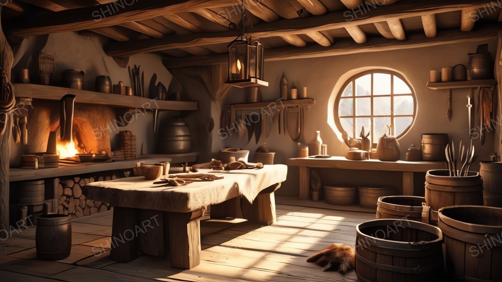 中世ファンタジー|皮なめし加工室|10枚セット