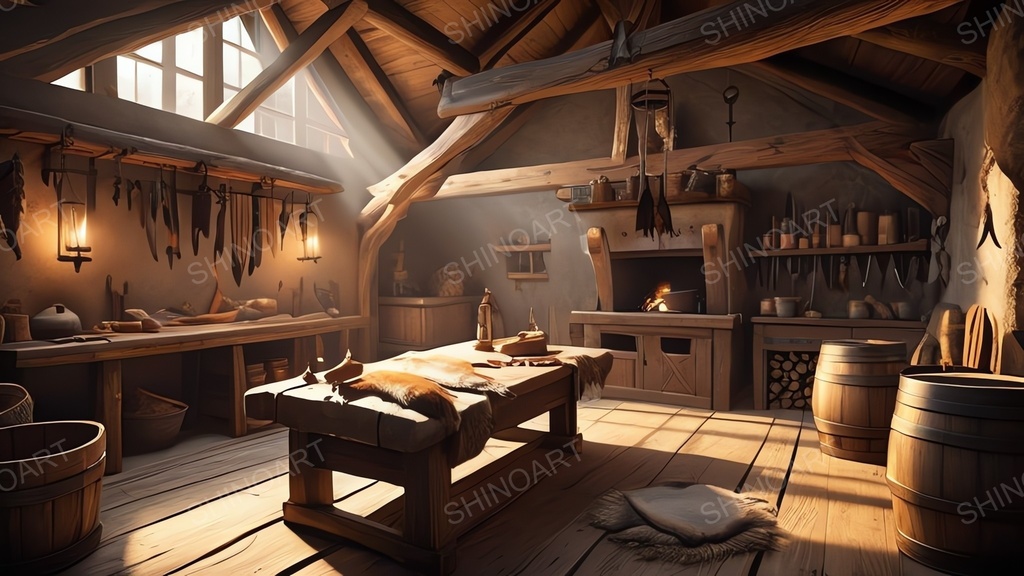 中世ファンタジー|皮なめし加工室|10枚セット