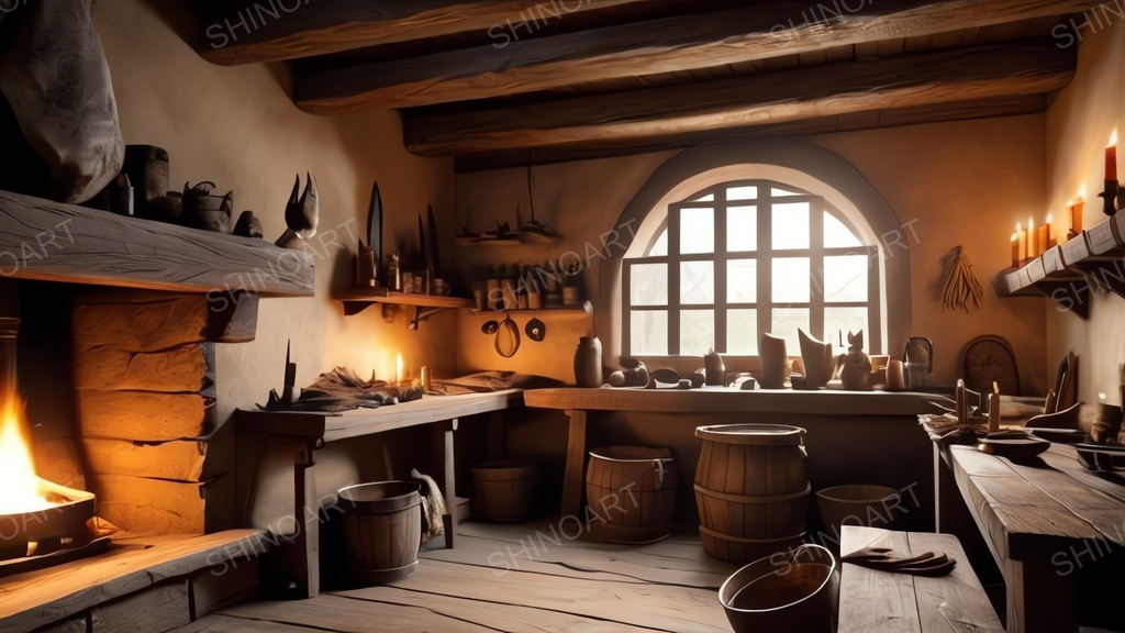 中世ファンタジー|皮なめし加工室|10枚セット