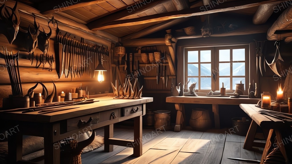 中世ファンタジー|山岳狩猟小屋の工房|10枚セット