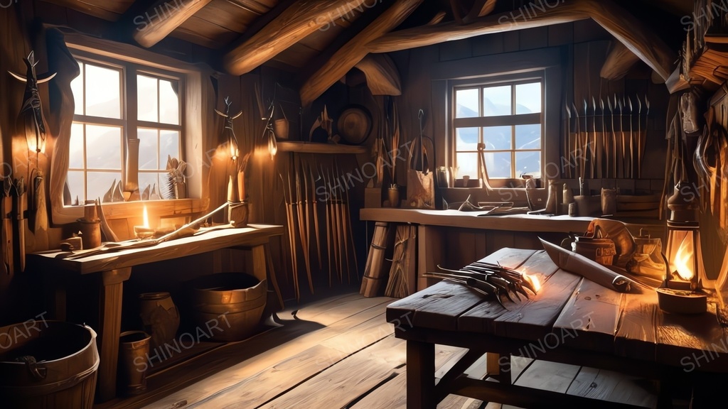 中世ファンタジー|山岳狩猟小屋の工房|10枚セット