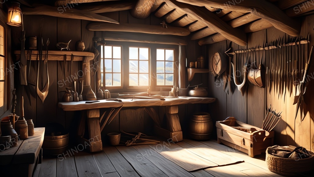 中世ファンタジー|山岳狩猟小屋の工房|10枚セット