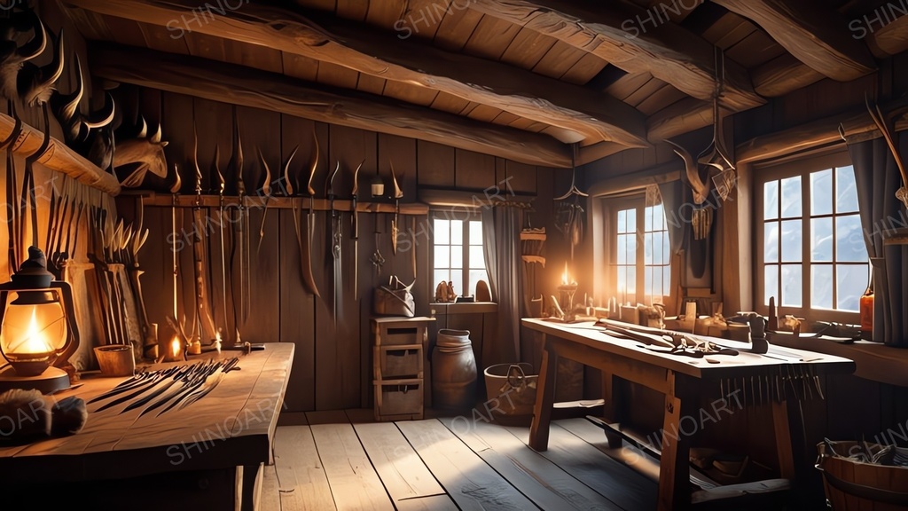 中世ファンタジー|山岳狩猟小屋の工房|10枚セット