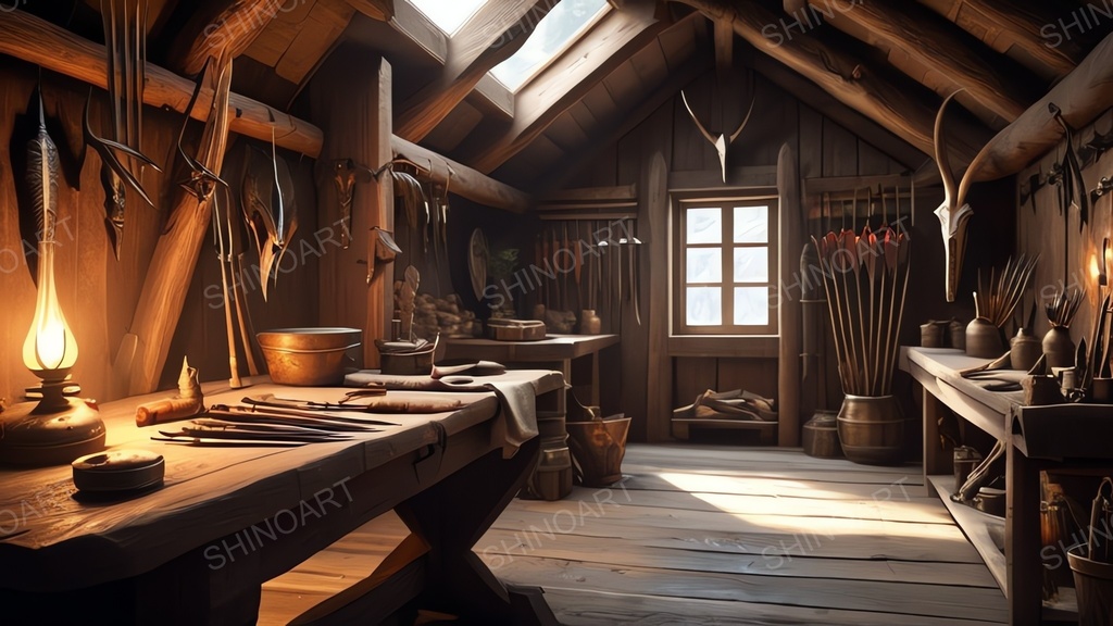 中世ファンタジー｜山岳狩猟小屋の工房｜10枚セット