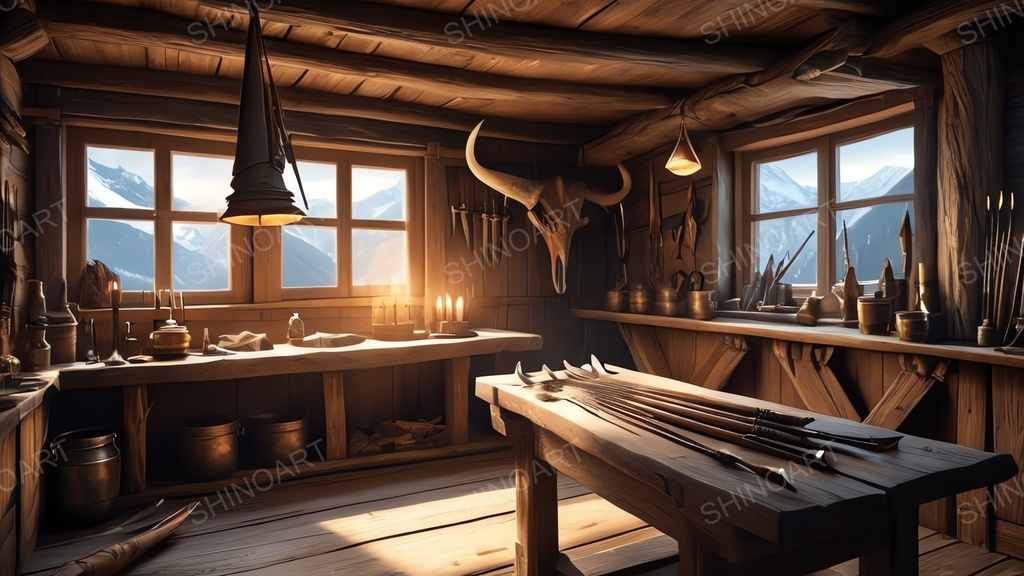 中世ファンタジー|山岳狩猟小屋の工房|10枚セット