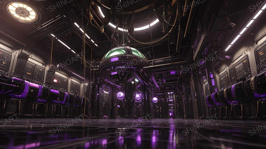 退廃サイバーパンク|崩壊した中央AIコア炉心アトリウム|10枚セット