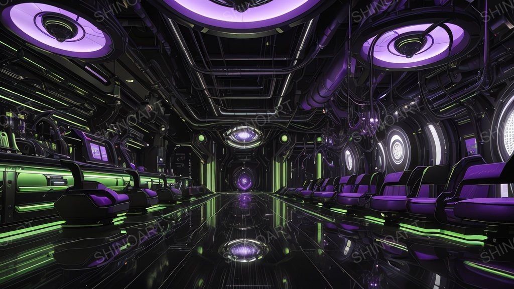 退廃サイバーパンク|崩壊した中央AIコア炉心アトリウム|10枚セット