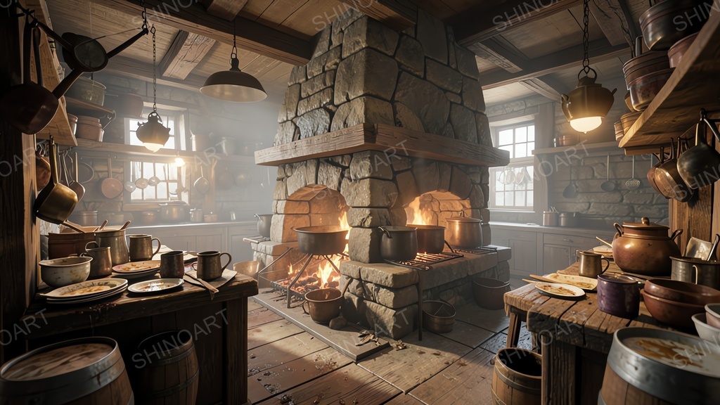 中世ファンタジー|宿屋の厨房|10枚セット