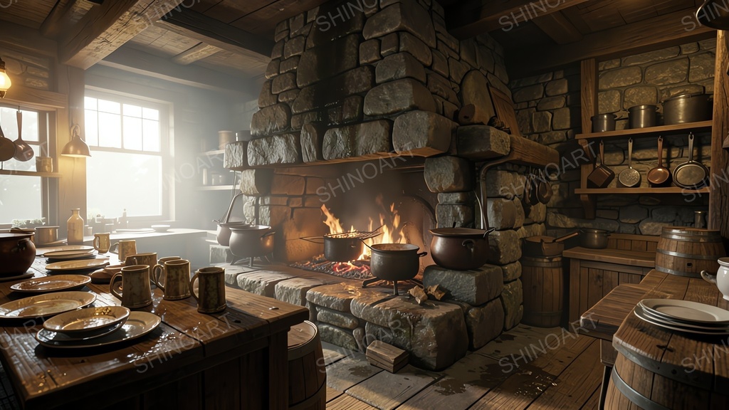 中世ファンタジー|宿屋の厨房|10枚セット