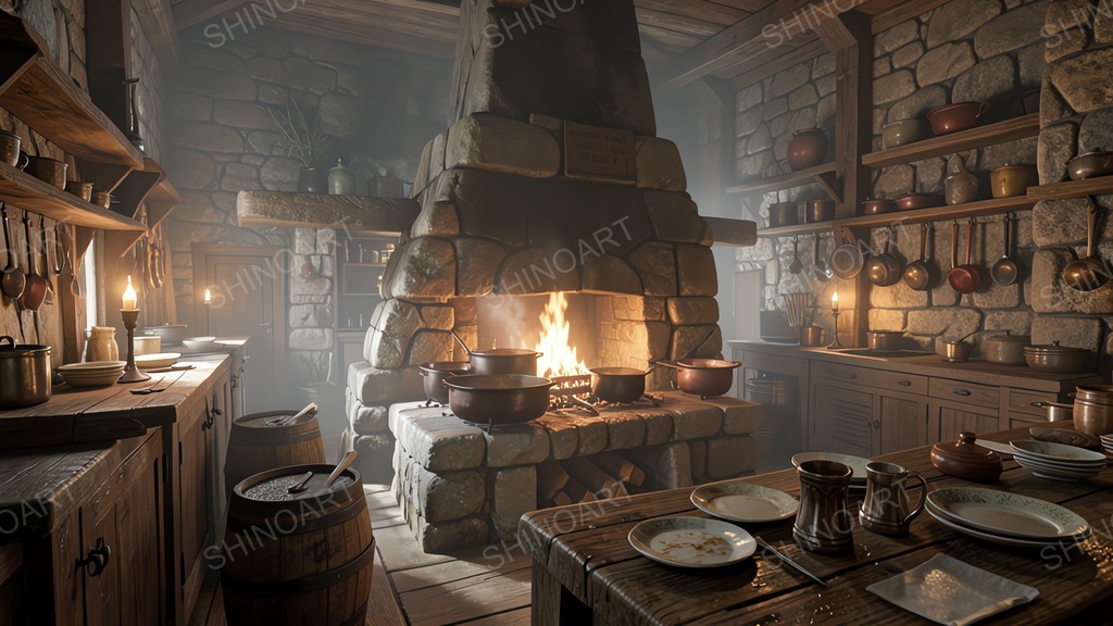 中世ファンタジー|宿屋の厨房|10枚セット