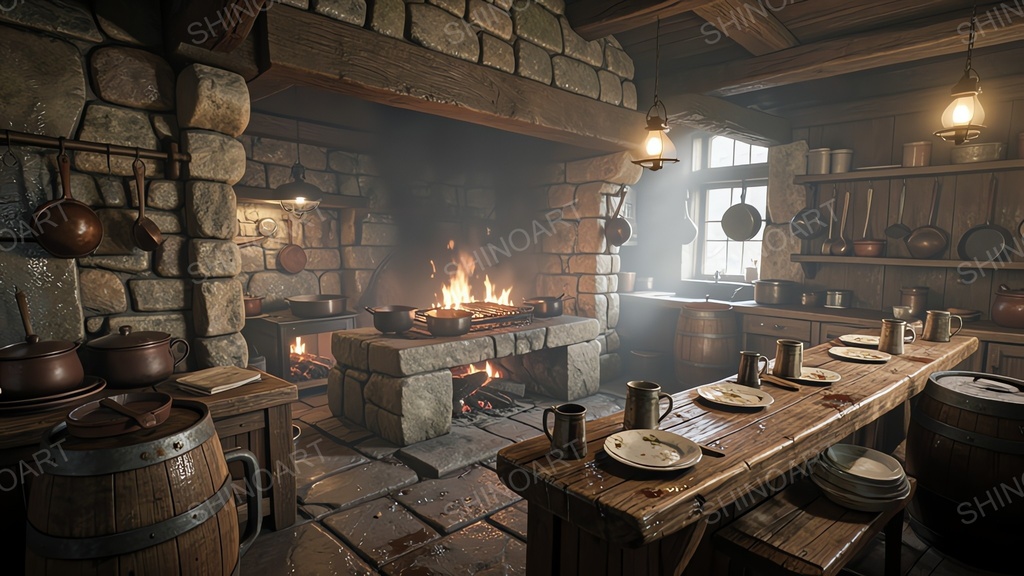 中世ファンタジー|宿屋の厨房|10枚セット