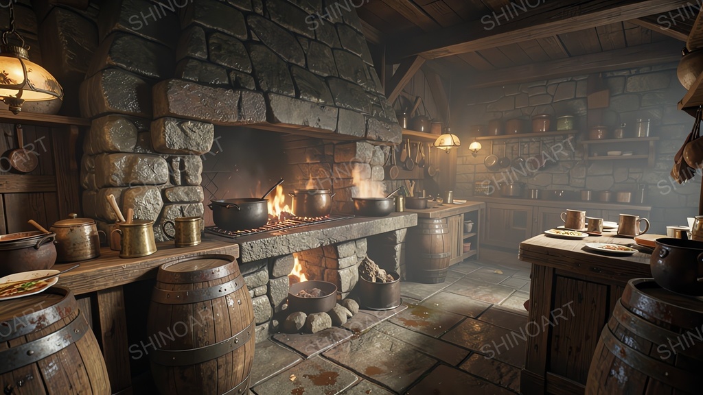 中世ファンタジー|宿屋の厨房|10枚セット