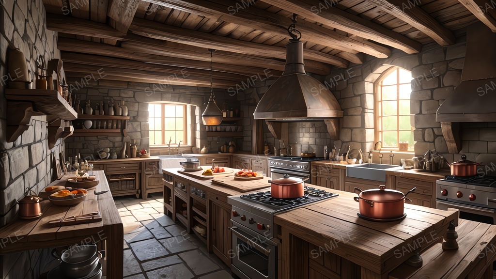 【中世ファンタジー】キッチン・厨房コンプリートパック|全50枚|¥2,000