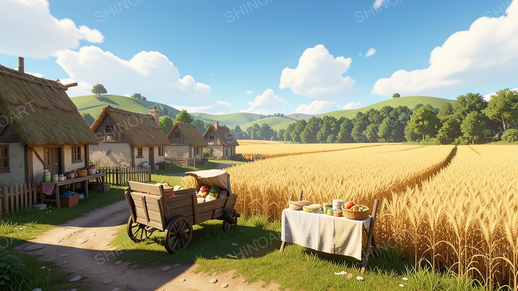 中世ファンタジー|田舎の農村の行商人屋台|10枚セット