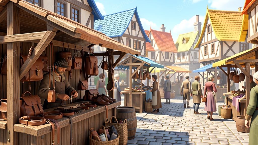 中世ファンタジー|王都市場の屋台|10枚セット