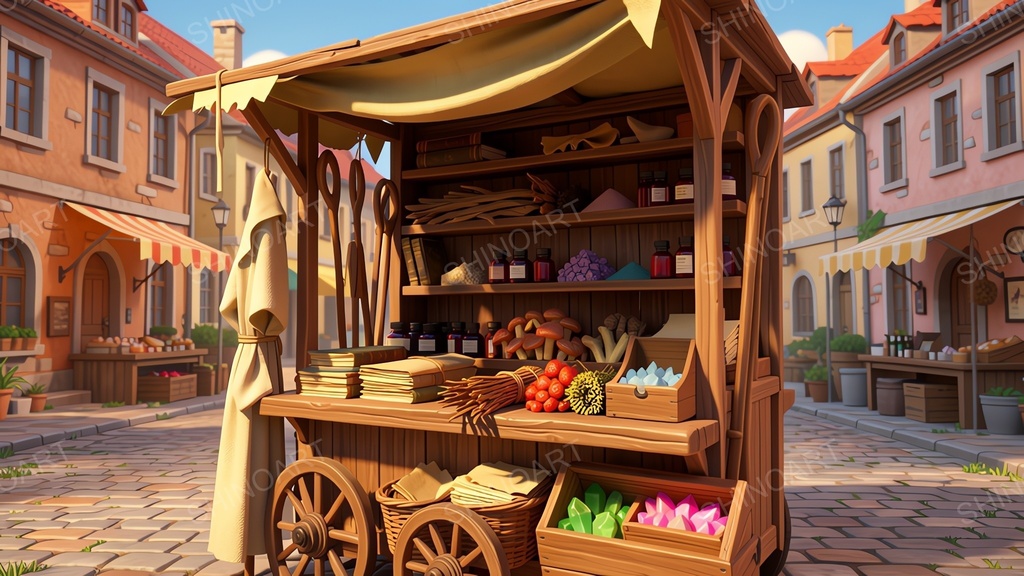 中世ファンタジー|魔道具商人の露店|10枚セット