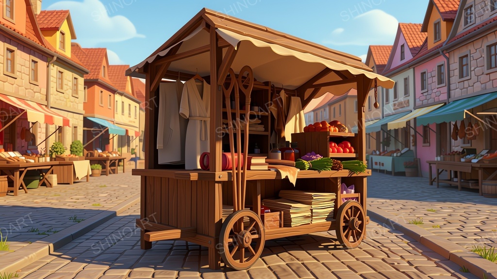 中世ファンタジー|魔道具商人の露店|10枚セット