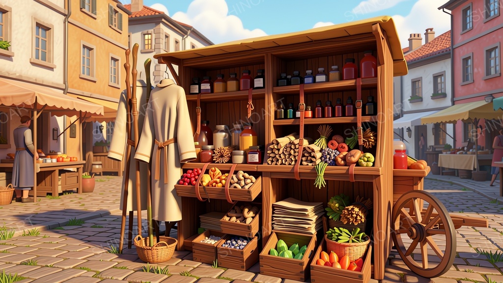 中世ファンタジー｜魔道具商人の露店｜10枚セット