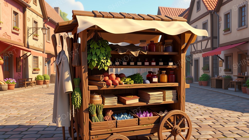 中世ファンタジー|魔道具商人の露店|10枚セット