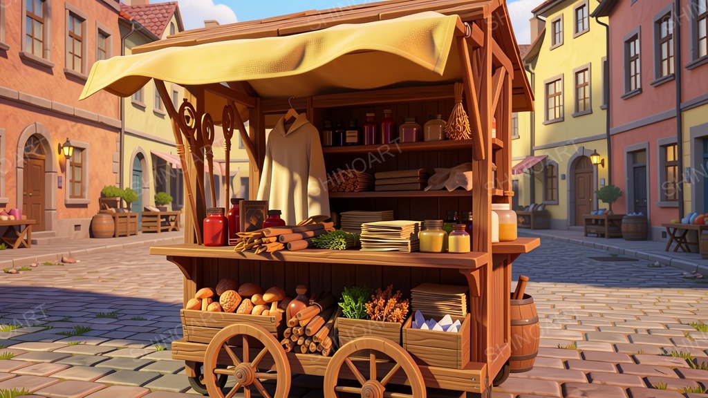 中世ファンタジー|魔道具商人の露店|10枚セット