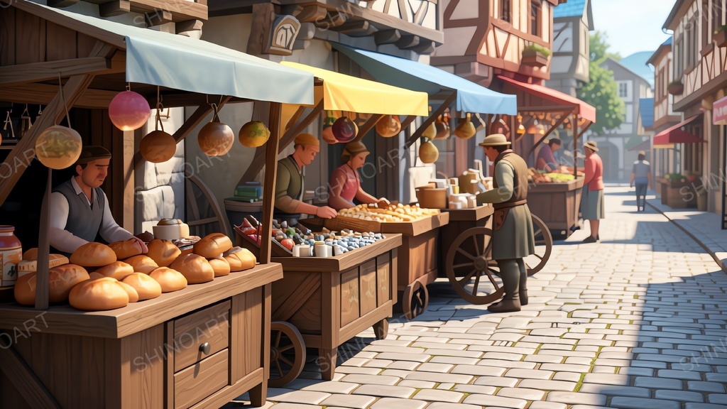 中世ファンタジー｜王都市場の屋台コンプリートパック｜全50枚｜¥2,000