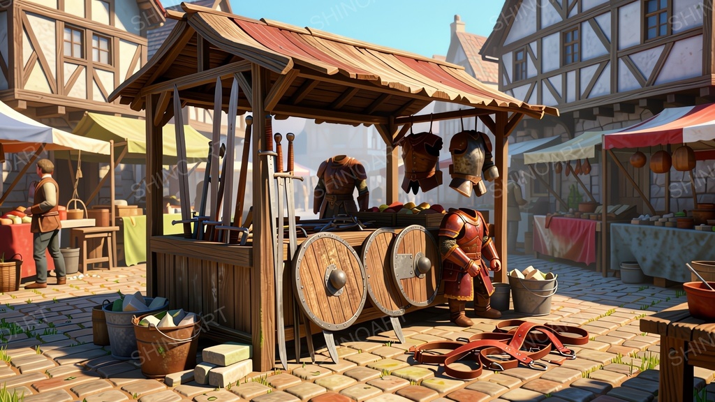 中世ファンタジー|王都市場の屋台コンプリートパック|全50枚|¥2,000