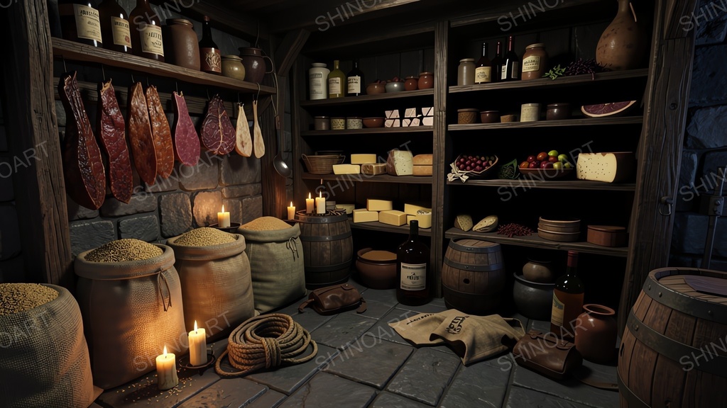 中世ファンタジー|城の食料貯蔵庫|10枚セット