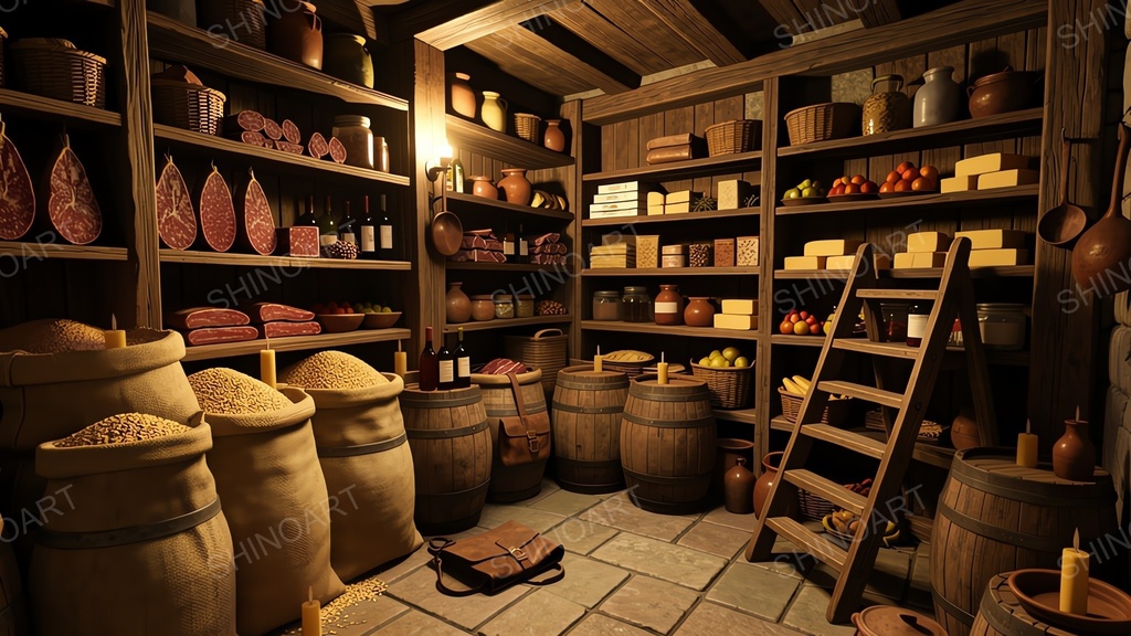 中世ファンタジー|城の食料貯蔵庫|10枚セット