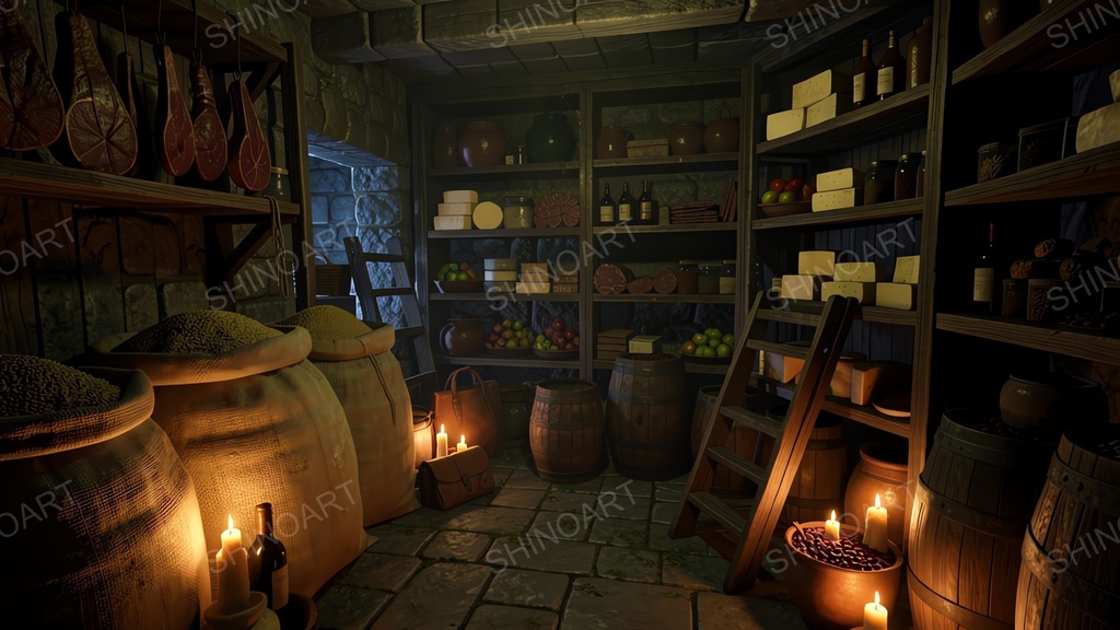 中世ファンタジー|城の食料貯蔵庫|10枚セット