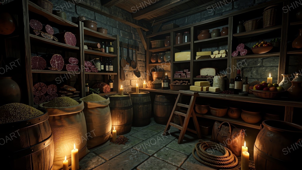 中世ファンタジー|城の食料貯蔵庫|10枚セット