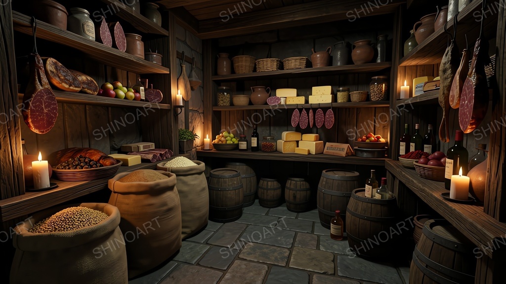 中世ファンタジー|城の食料貯蔵庫|10枚セット