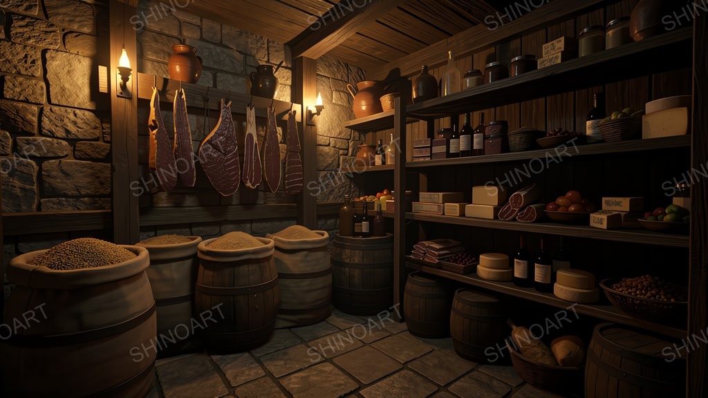 中世ファンタジー|城の食料貯蔵庫|10枚セット