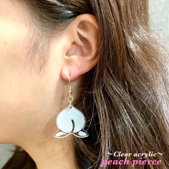 【送料無料】peach ピアス (左右1セット) 桃 pierce フルーツ