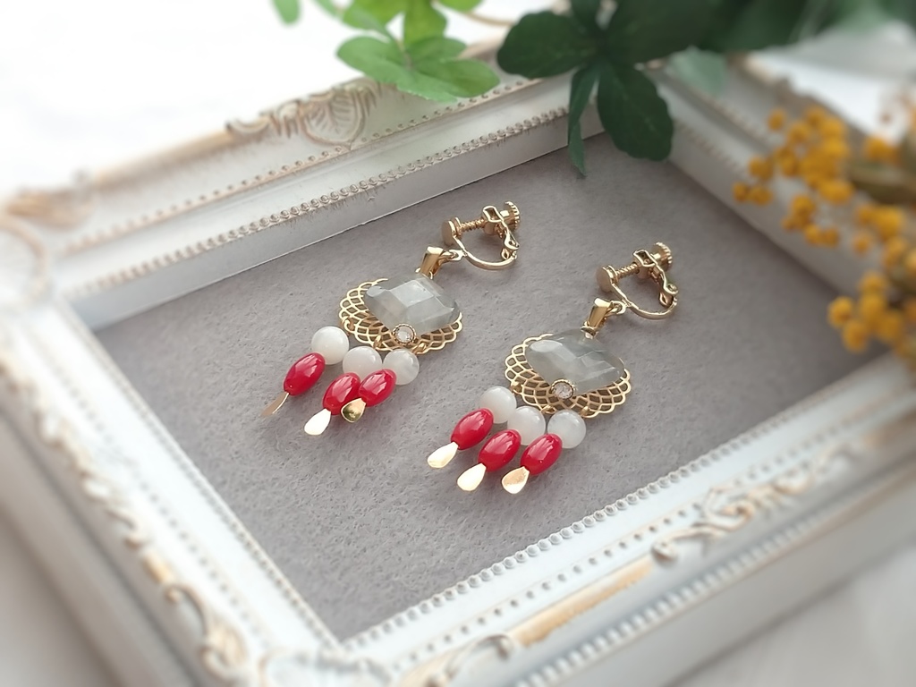 一文字則宗イメージ天然石イヤーアクセサリー