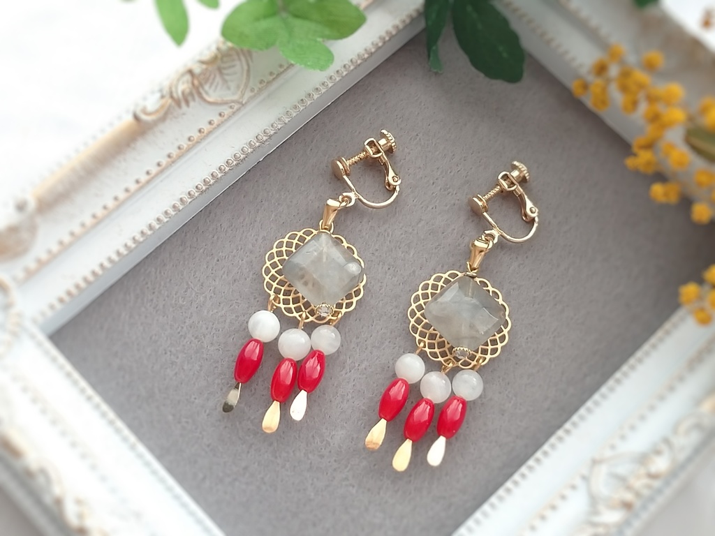 一文字則宗イメージ天然石イヤーアクセサリー