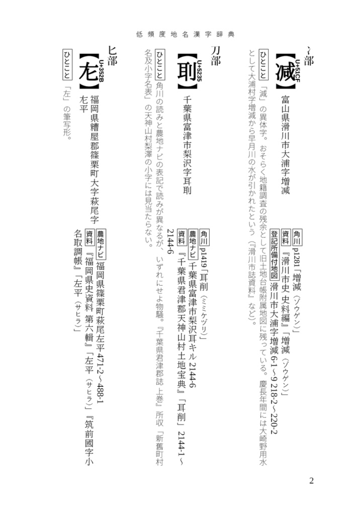 全国で1箇所の地名にしか使われていない難しい漢字222 低頻度地名漢字辞典