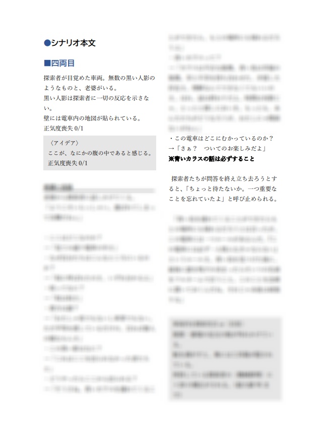 CoCシナリオ『青いカラス』