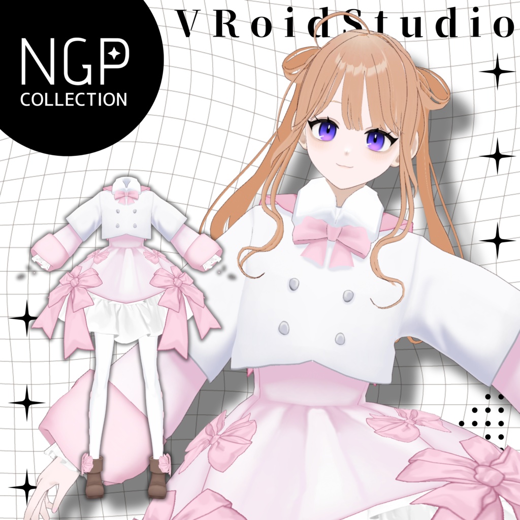 【VRoid】衣装／スノーピンクコートセット