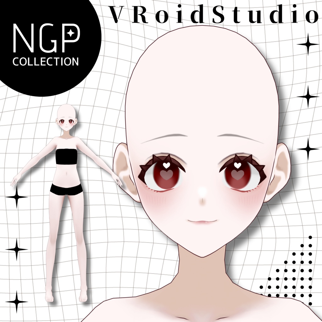 【VRoid】テクスチャ付モデル／ハートフェイス