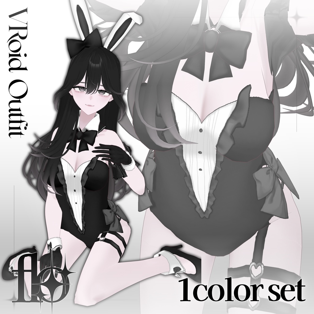 [#VRoid] Black Bunny set