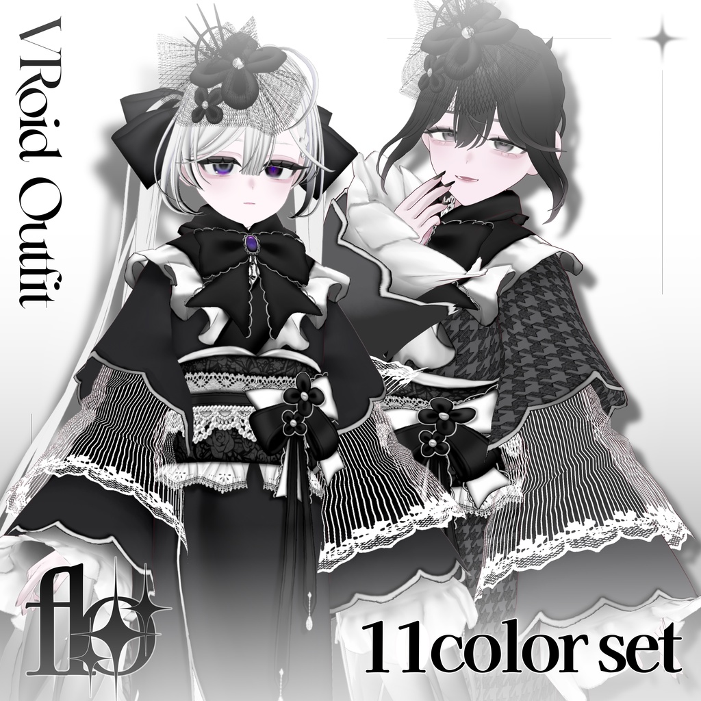 [#VRoid] Dark romantic kimono set