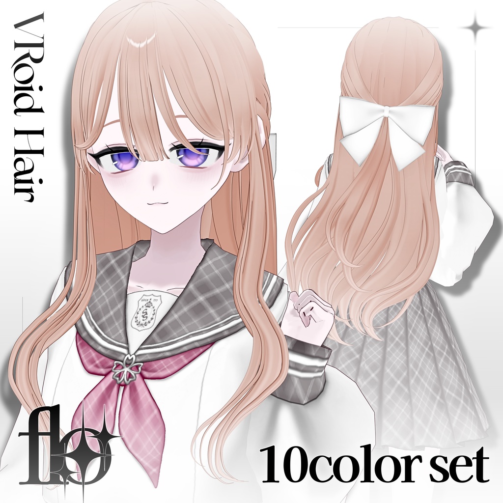 [#VRoid] Silky Ribbon Half up Hair