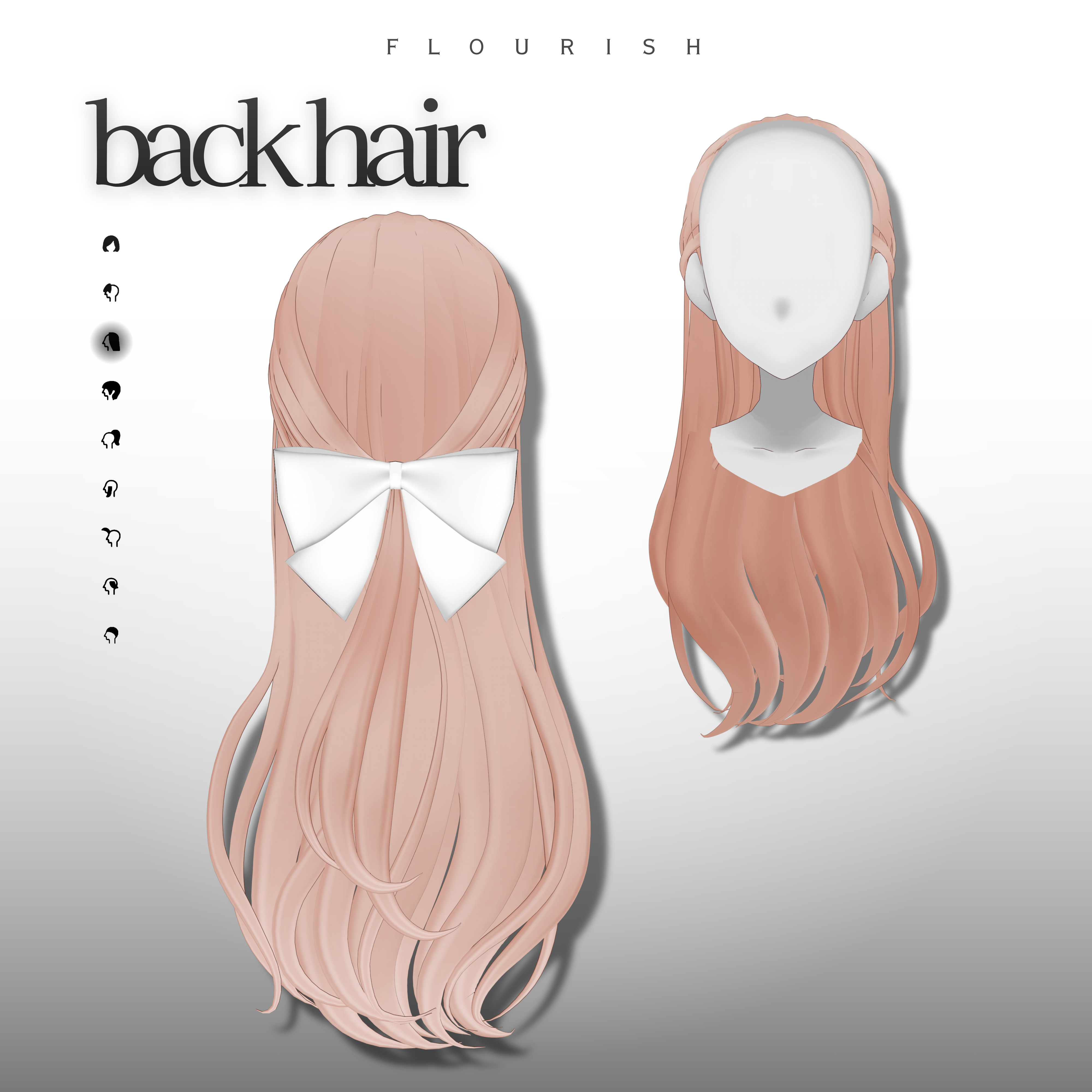 [#VRoid] Silky Ribbon Half up Hair - flourish - BOOTH