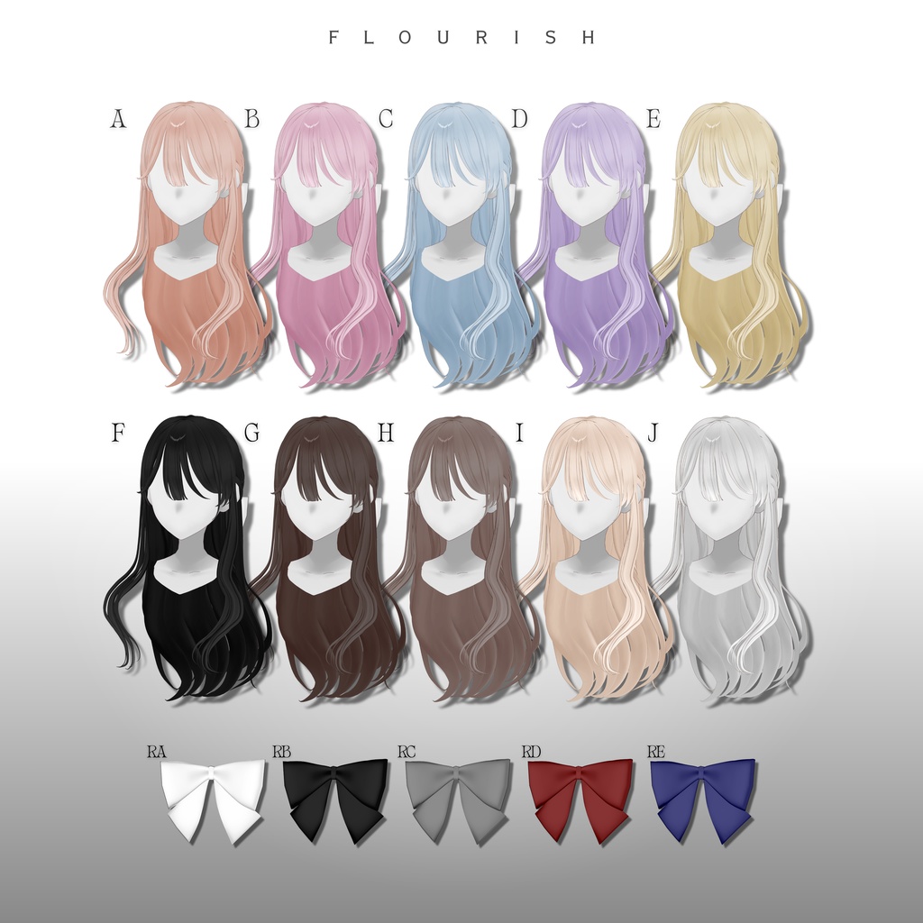 [#VRoid] Silky Ribbon Half up Hair - flourish - BOOTH