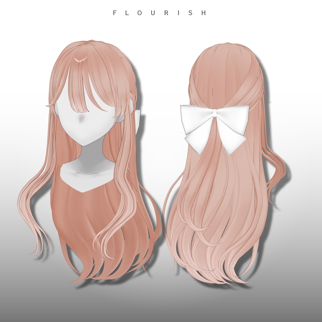 [#VRoid] Silky Ribbon Half up Hair - flourish - BOOTH